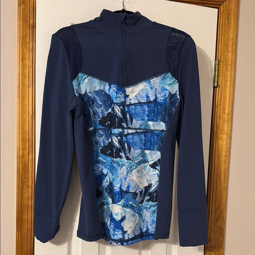 Blue and White Long Sleeve Athletic Top